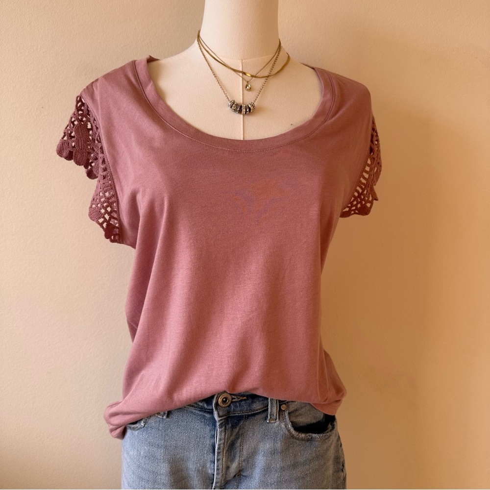 Pink Crochet Sleeve Top